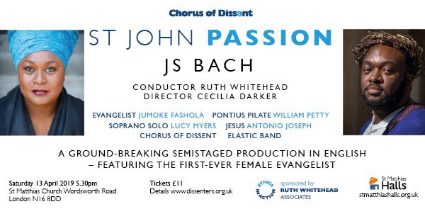 StMatthiasN16's tweet photo. Limited tickets for today’s performance £15 on the door. #jsbach #moreonthedoor #dissenters #elasticband #lentpilgrim #passionstory #HolyWeek #bach #JsBach https://t.co/PbXnEj9fxD