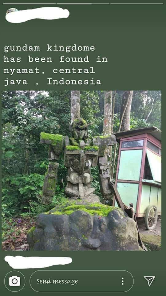 【遺跡】どう見てもガンダムな石像がインドネシアで発見される 胸に十字「GN-001 ガンダムエクシア」地元民 数百年前のものと証言