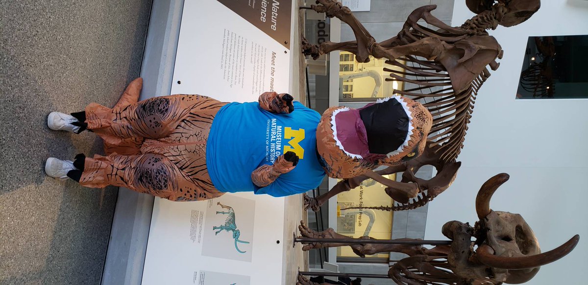 UMMNH's tweet photo. Terry the T Rex welcomes our Majungasaurus Buy a Bone donors to a  preview event. 

#umsocial #umlsa #dinosaurs @UMichPaleo https://t.co/lkd3PtnuMQ