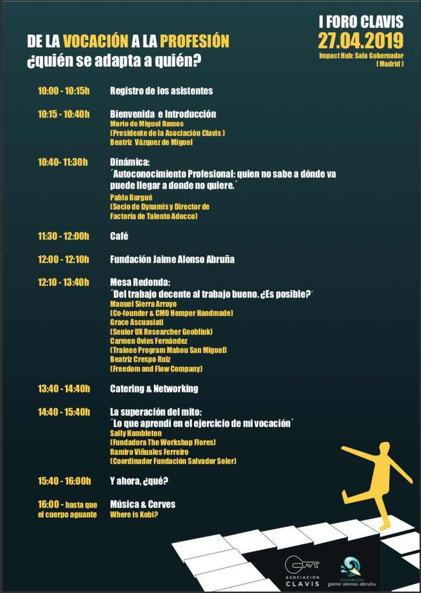 Aquí tenéis toda la información del primero foro Clavis. No os lo perdáis y comprad la entrada antes de que suba de precio buff.ly/2KC22XF #madrid # clavis #foro #work #cultura #trabajo #jovenes