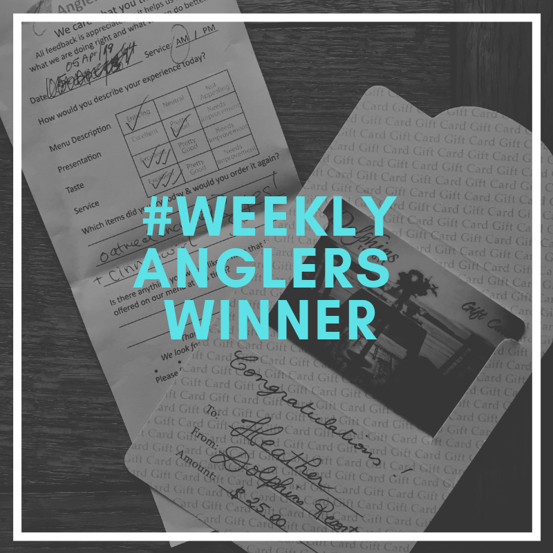 📢 Alert Winner 📢 
.
 🎉 Congratulations Heather
 . 
You won a $25 gift card, please pick it up at the office, next time you come in.🤗 
.
.
.
#specialsaturday #anglersrestaurant #yummy #winner #feedbacks #loveguests #weeklydraw #giftcard #dolphinsresort #campbellriver