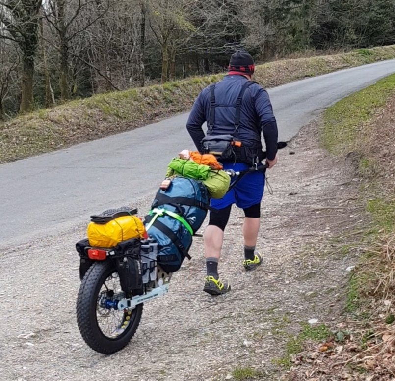 New rig working very well, a minor set back as my harness ripped but easily fixed. This is my last training walks before my hike from John O'Groats to Lands  End #matesinmind #twofeetonewheel #raisingawareness #mensmentalhealth #letsgetconstructiontalking  #suicideprevention