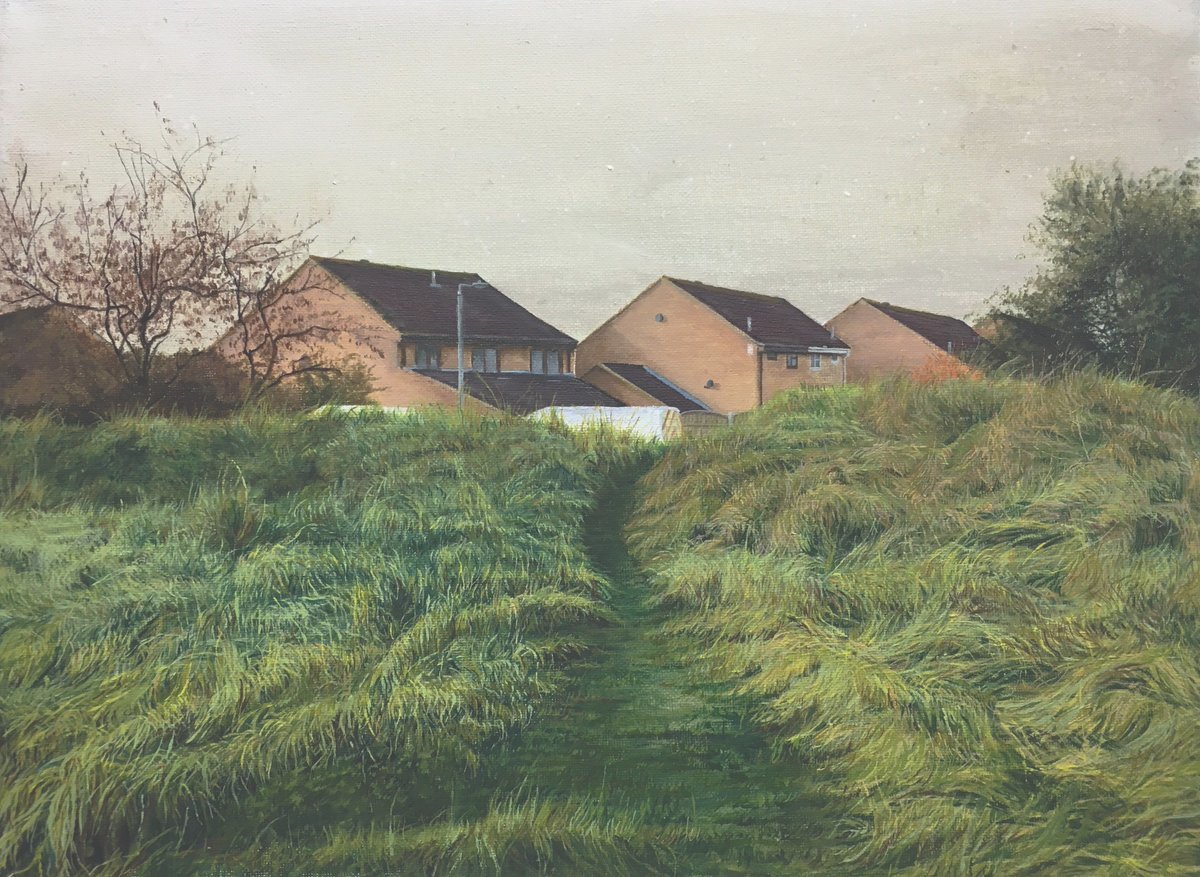 londonartsboard's tweet photo. The Moorland and Shortcutting (route 14) by Rob Reed are part of our Springtime exhibtion in @LewishamLibs Windows, open 24 hours a day. View the whole exhibition online now https://t.co/BWqUTD7zLq #painting #spring #psychogeography https://t.co/Wjdv34McVt