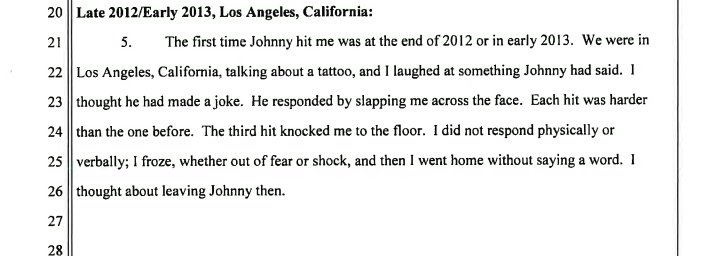 Don't have much time now but wanted to point out to some of  #AmberHeard's lies from her new filing. Amber claims now that first abuse happened in LA at the end of 2012 or early 2013, her witness & friend iO said in 2016 that it started with a kick on a plane in 2013.