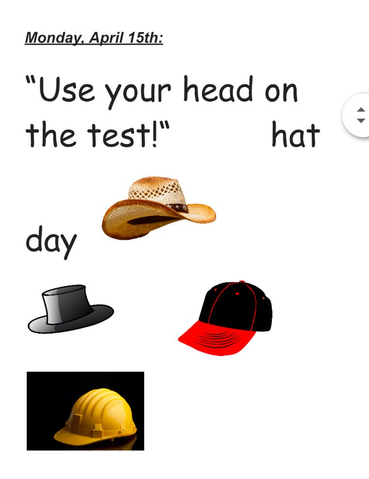 VVJHCounseling's tweet photo. Motivation Mondays coming at you!! For the next three Mondays, join us in fun activities to get motivated for testing! This Monday use your head and wear a hat to school!! https://t.co/R71HqLT9XS