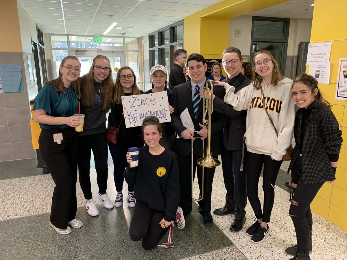 MNHS_Band's tweet photo. Starting our day right with a trombone solo (and his fan club)! The first of 23 entries for the band today at District Music Contest! https://t.co/eA2lxOh48p