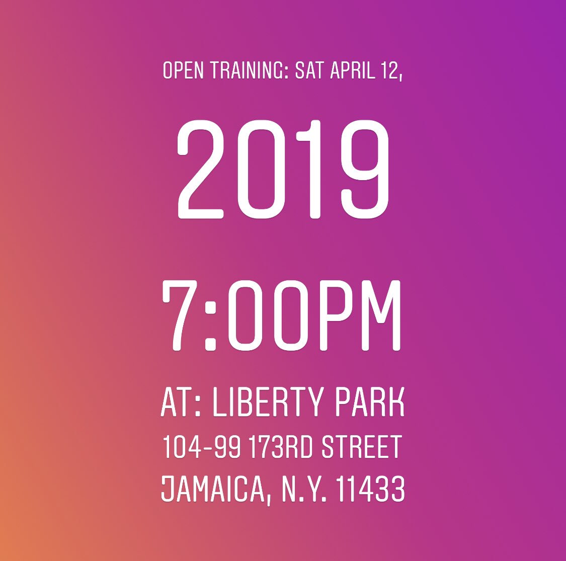 Opening Training come on down!!
