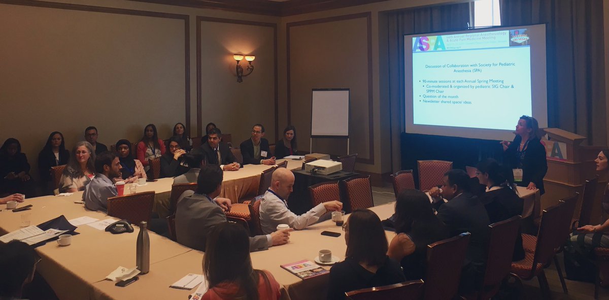 Record breaking turnout at yesterday’s @ASRA_Society #ASRAPedsSIG meeting! Join us for the Pediatric Panel this morning 8 am in Julius 7 with speakers Drs Greco, Boretsky, and Suresh! #ASRASpring19