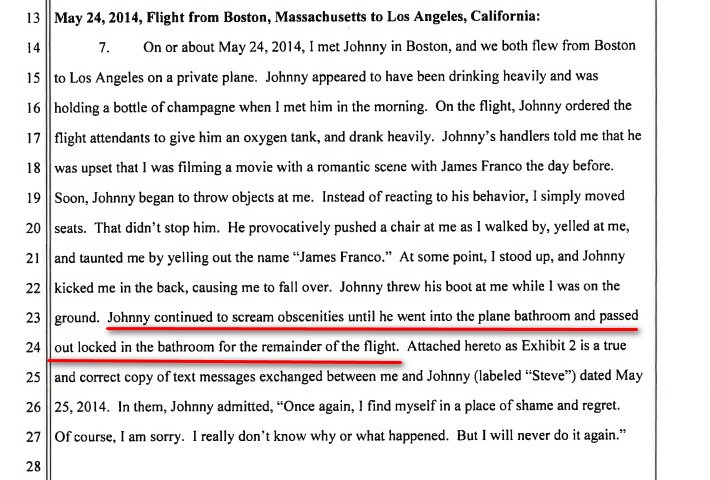 And this time it was Johnny who locked himself in the bathroom and passed out. So why did her team change the date and place of the icident? Looks like they chose the date with minimum witnessses to disprove her claims.