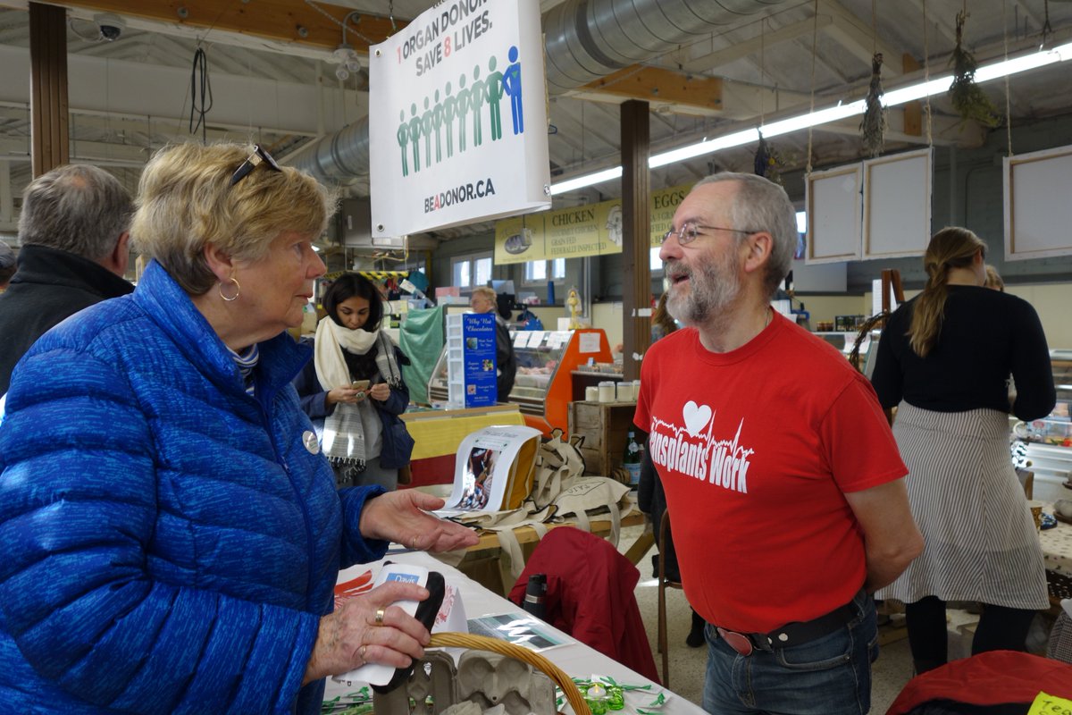NotSoRAK's tweet photo. What a perfect morning to visit the @GuelphMarket &amp; while you are there stop by the #BeADonor table &amp; talk with @lindawillis42 &amp; @MikeWillis42. They have answers to all of your questions re #OrganDonation &amp; pick up your reusable Beadonor Shopping Bag @LDAA1 @CamGuthrie #1saves8 https://t.co/e527PMGflz