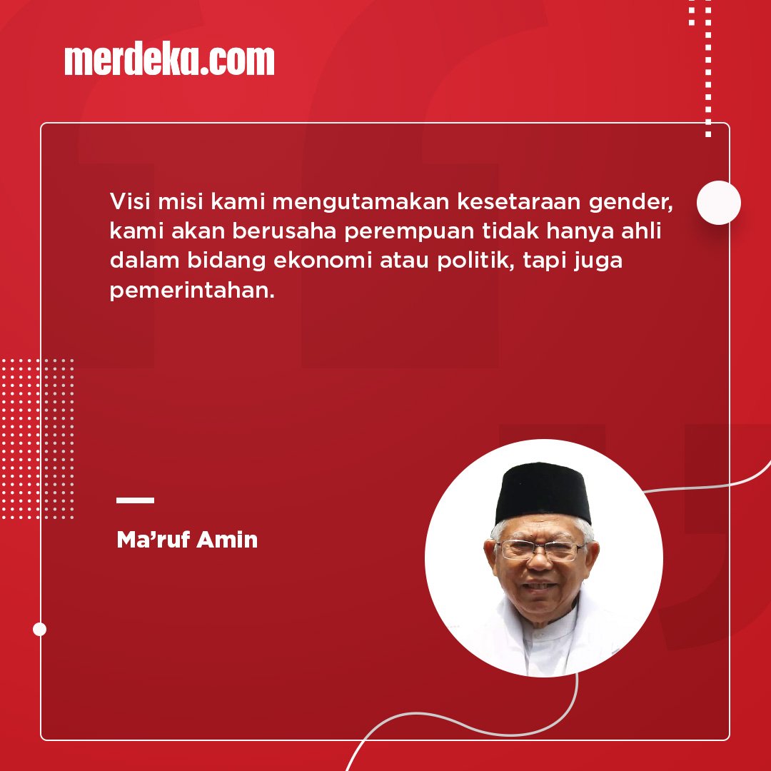 merdekadotcom's tweet photo. “Visi misi kami mengutamakan kesetaraan gender, kami akan berusaha perempuan tidak hanya ahli dalam bidang ekonomi atau politik, tapi juga pemerintahan.” - Ma’ruf Amin 
•
#Pilpres2019 #DebatPilpres2019 #DebatPilpresMDK #DebatFinal⁣ #merdekadotcom https://t.co/j68liPEwnJ