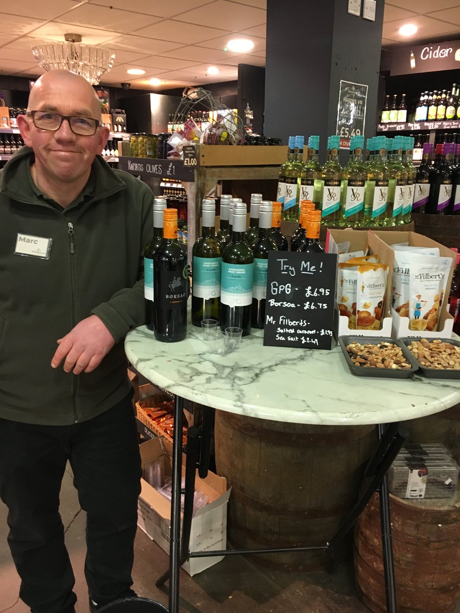 robertshawsfarm's tweet image. Our lovely Marc is on hand for you to try two of our wines today. We have the Borsao Garnacha which we'd have with spicy sausages or chorizo and the GPG Pinot Grigio which is just great on it's own. 
#tryitfirst #sampling #weekendwines