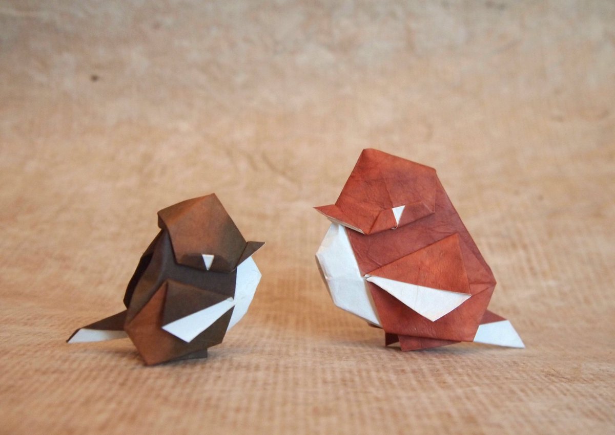 ট ইট র 一匹柴犬 折り紙作品 ちびスズメ 創作 折り 一匹柴犬 Origami Sparrow 折り紙作品 折り紙 スズメ