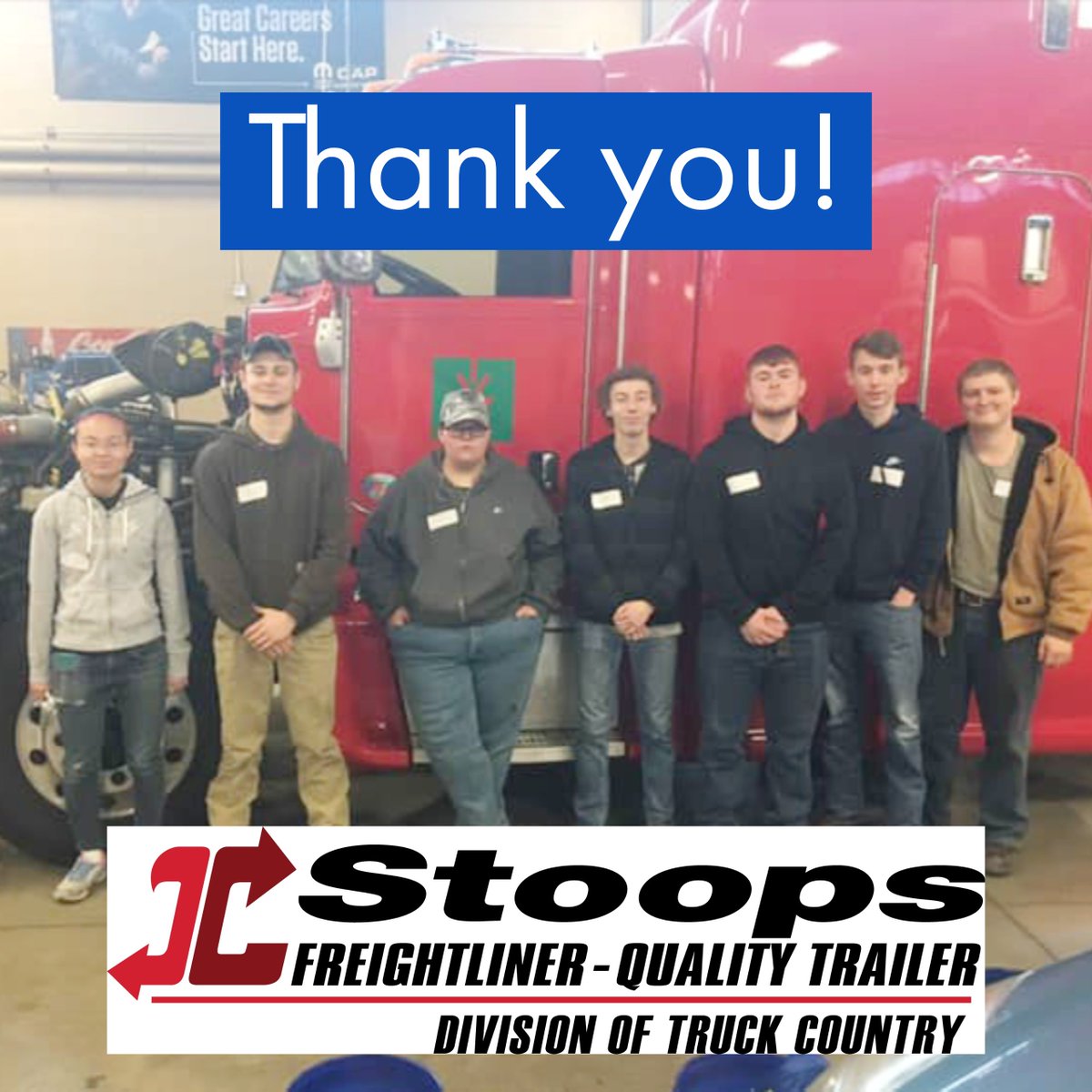 Thank you JC Stoops Freightliner for partnering with us for this year’s state conference!

#skillsusa #INLSC19 #Indiana #Hoosier #skillsusa #skillsusaindiana #cte #youth #students #championsatwork  #INLSC19 #votechworks  #trucking #careers #jcstoops