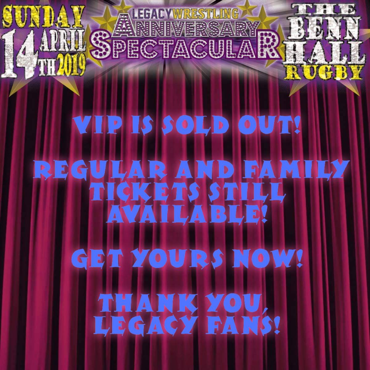 LegacyWrestle's tweet photo. Get your family and friends together, and come on down to the Benn Hall in Rugby tomorrow, for the biggest show yet!

Doors at 15:30.

#wrestling #legacy #Rugby #Warwickshire #tomorrow #showday #tickets #buynow #buyonthedoor https://t.co/YdPQK0EpOJ