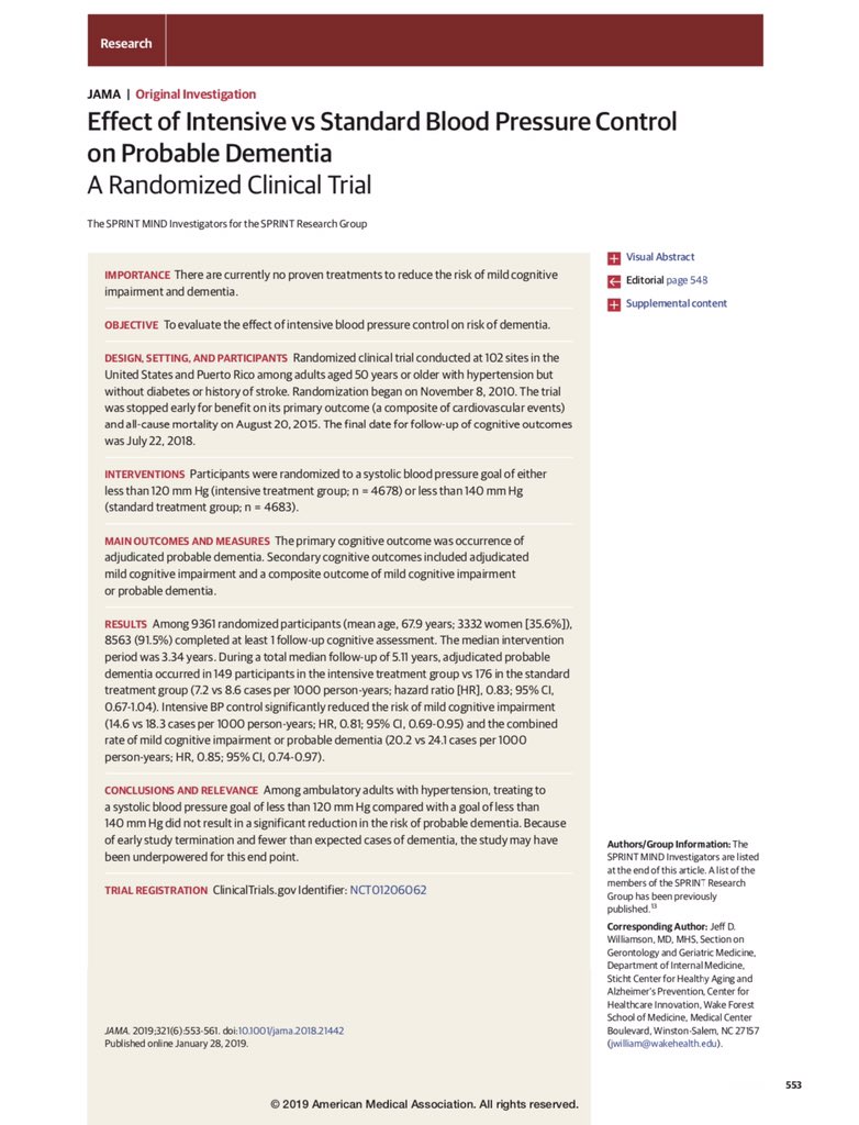 edgarvlermamd's tweet photo. @Wagner_Nephro @taraichang @hswapnil Among ambulatory adults with hypertension, treating to a SBP goal 🎯 of < 120 vs < 140 did not result in a significant reduction in the risk of probable dementia #SPRINTHTN #SPRINTMIND #Nephpearls
#KIDNEYCon 🇺🇸
👉🏼 https://t.co/v5NC7e8Knw… https://t.co/P3PBAWrJWt
