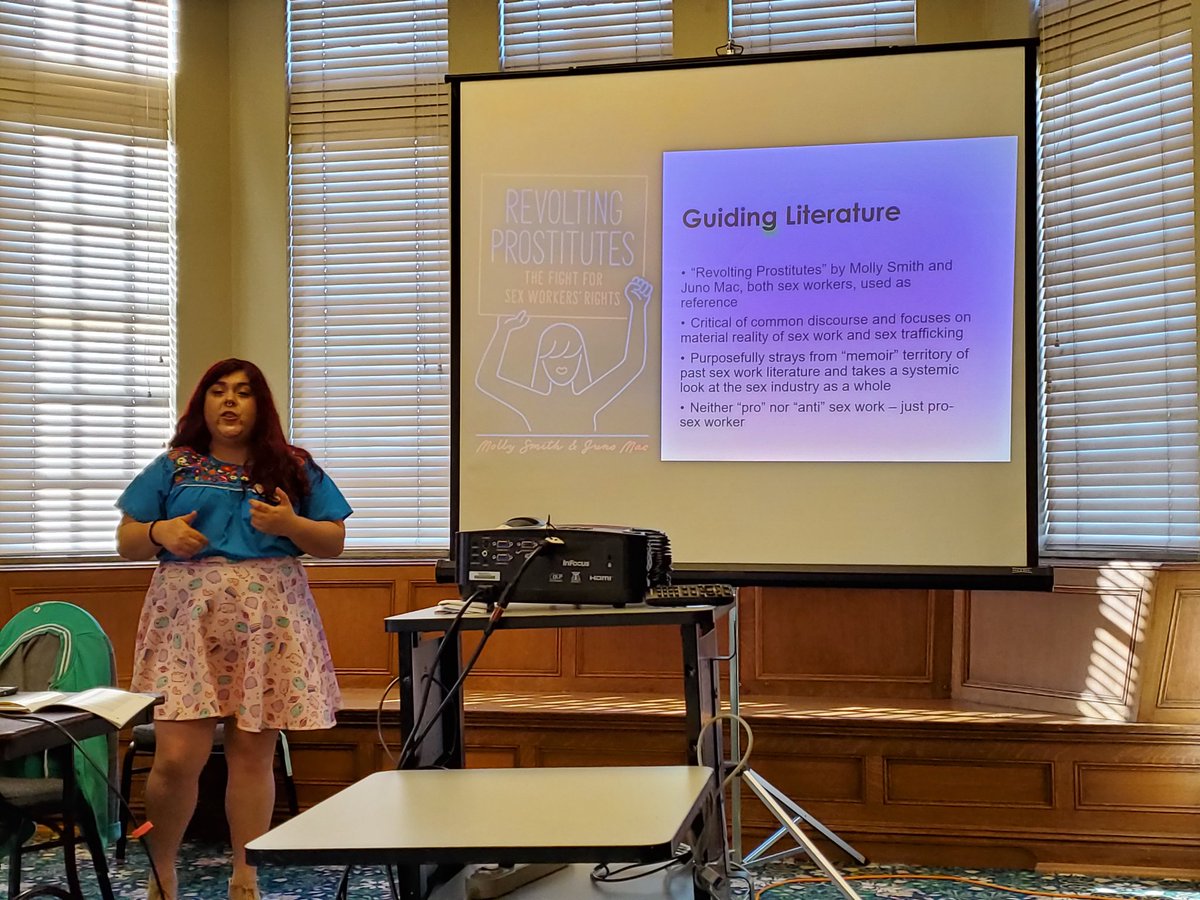avitale's tweet photo. Victoria McMahon-Parra (@annabelbythesea) talks about the ways in which criminalization of sex work empowers trafficking and endangers sex workers. #RevoltingProstitutes @fornicatrix @pastachips @swopusa @kansascitydsa #EMUCritCrim2019 #StopSESTA https://t.co/4YxSmnKEie