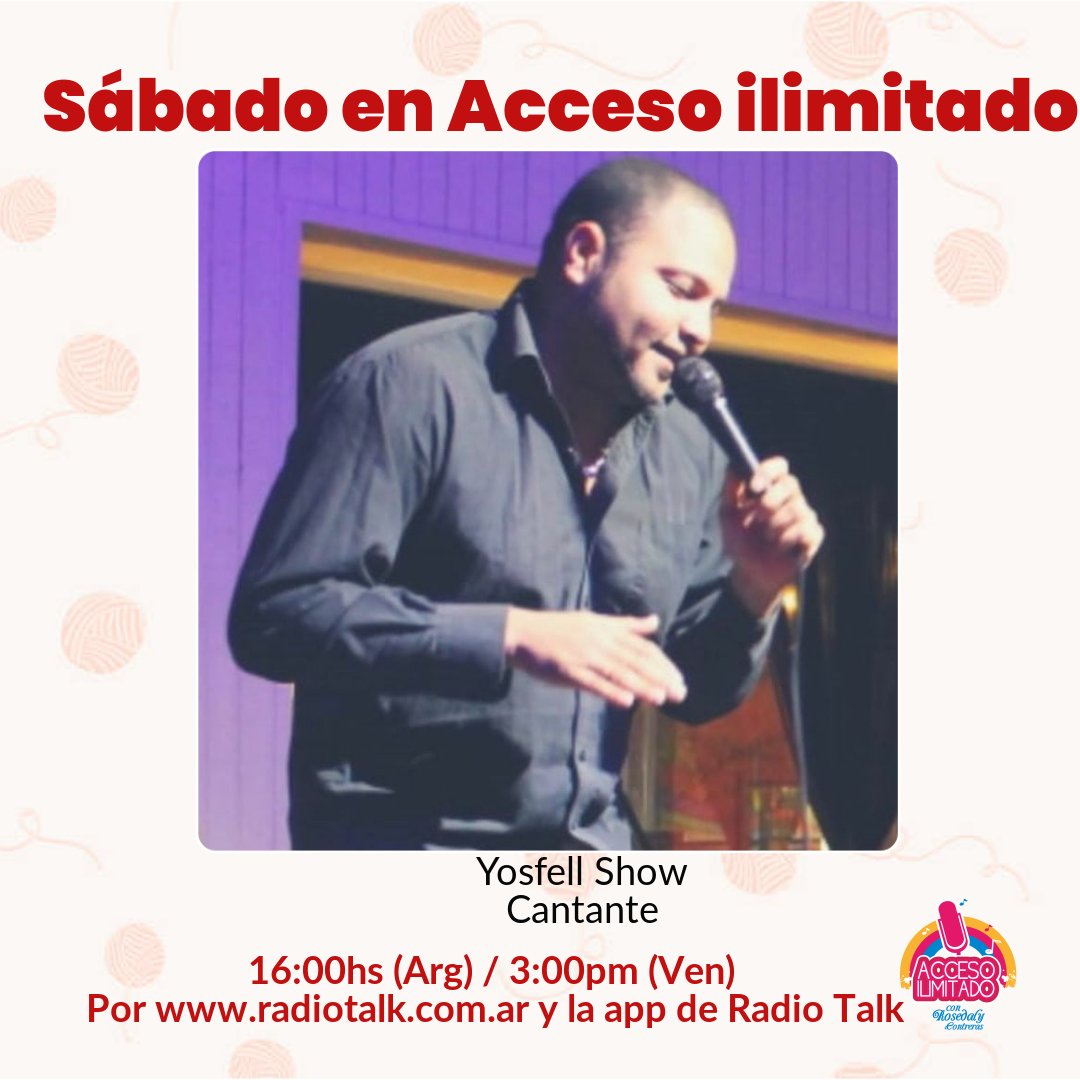 Accesoradiook's tweet photo. Un #BuenSabado de salsa, guaracha y música latina!
Nos visitará #YosfellShow para hacernos disfrutar de sus canciones. Además nos contará su experiencia en el reciente #BAxVenezuela
Desde las 16 por @RadioTalkBsAs
No se lo pierdan! 🇦🇷🇻🇪🎤📻🎙️🎶 https://t.co/g38fX5x9f5