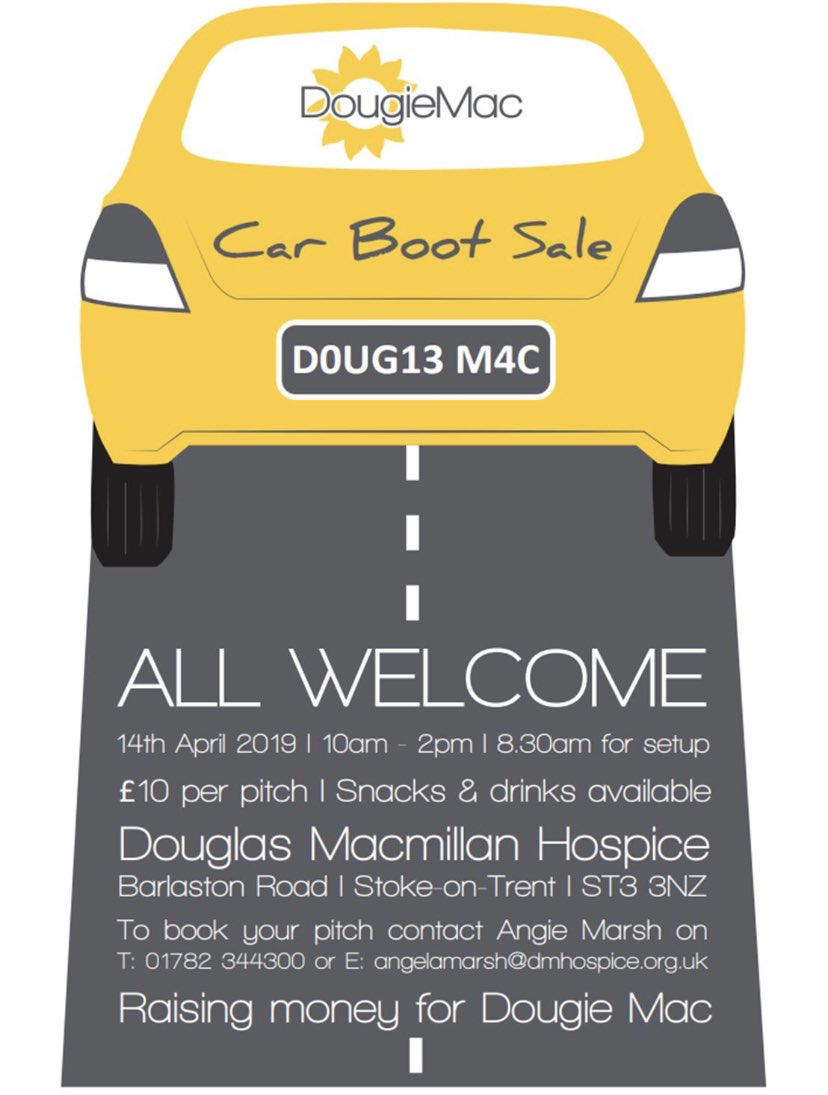 MissGem_Pointon's tweet photo. Join us tomorrow @DougieMacStoke - for a #fundariser #carbootsale from@10am #hospice #hospicecare https://t.co/WNrVXXnoJn
