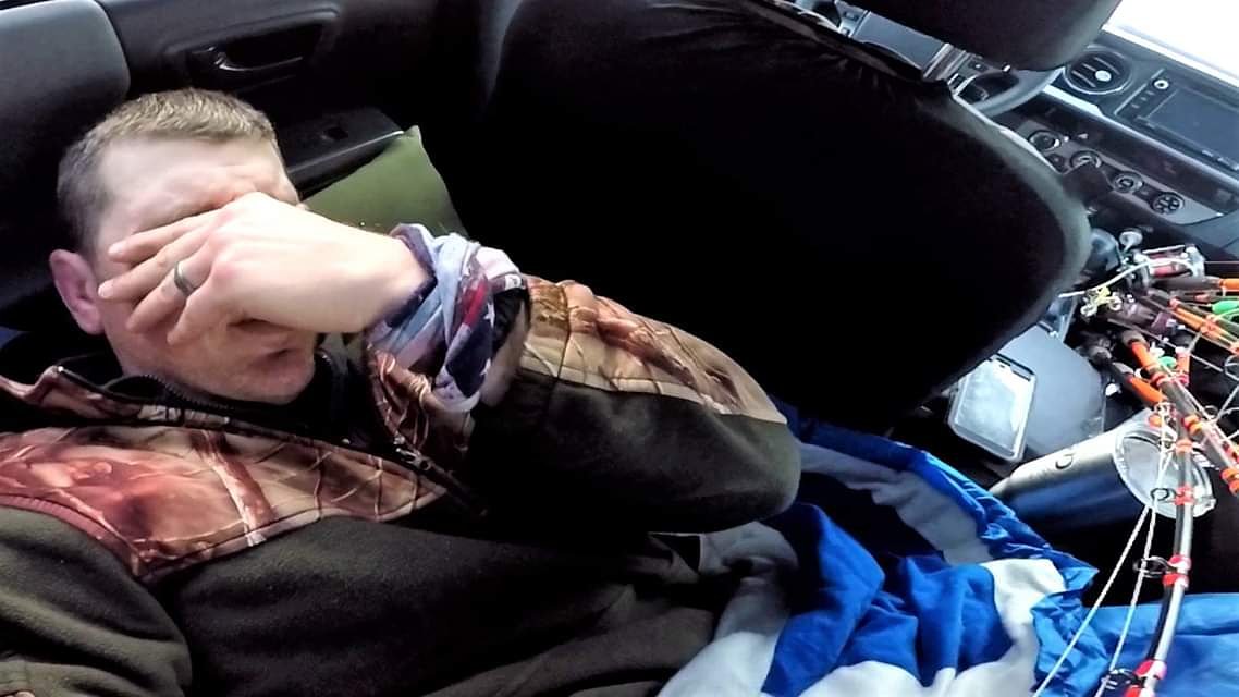 Sleeping in your truck is a great way to save money on fishing trips. It is not a great way to sleep well on fishing trips 😆😆😆 
#Fishing #roadtrip #kayakfishing