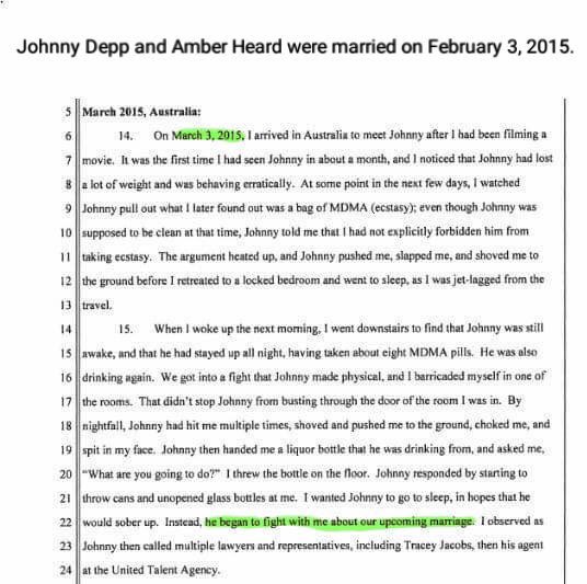 March 2015, Australia. Amber claims that Johnny began a fight over our UPCOMING MARIAGE. Really? You got married on Febrary 3, 2015. F* ck, and after that she dares to claim that JD was always drunk and high and didn't remember anything. Sure.