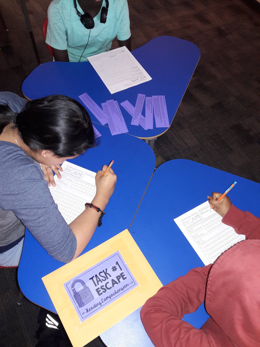 MrsAJWilliams1's tweet photo. Enjoying our last Super Saturday Academy with a little #EscapeRoom. Thank you @MsNgELA for the assist. This was an awesome activity to push our kids just once more before the Big Test. #MilestonePrep @SSCMSStallions @tanksleyteaches https://t.co/zzNUxsoG9b