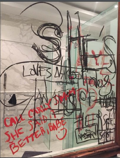 Again, Australia. And Amber's story about JD's messages he left with oil paint and blood. No blood is seen. Pic 1 and Pic2 look like it was the same bathroom and the same mirror, just different angles. One made with oil paint, another one with a sharpie.