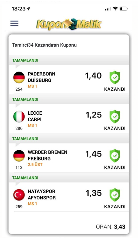 kuponmatikapp's tweet photo. Günün ilk kuponu (tamamen ücretsiz) 3.43 oran ile kazandı! 💸💸💸✅✅ ✅✅#kuponmatikapp #kupon #iddaa #bahis https://t.co/I2i3lTkqiq