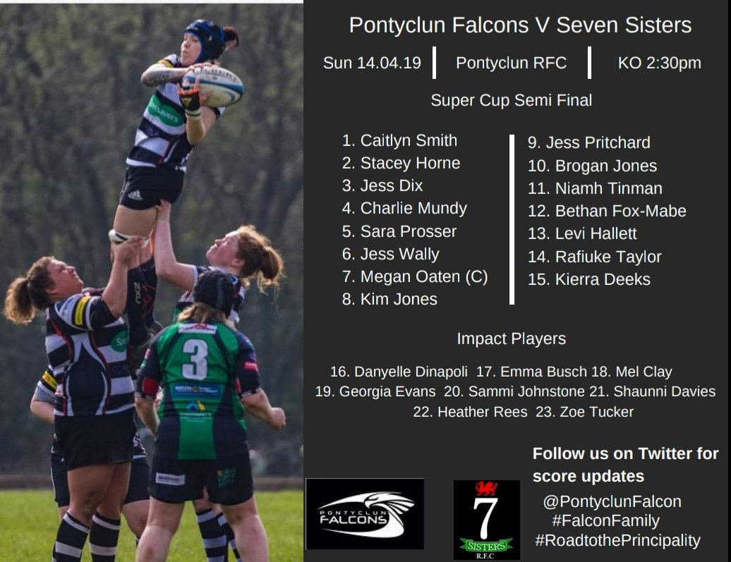 PontyclunFalcon's tweet photo. We are less than 24hrs from KO, join us tomorrow as we take on @7SRFCL in the semi final of the Super Cup. Winner takes all for a spot in the final at the Principality Stadium on the 3rd May #CupHuntContinues
#WRugby #RugbyFamily #FalconFamily #AllRoadsLeadToThePrincipality https://t.co/4xmiheDviE