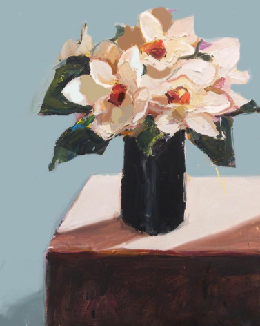 I really owe a lot to the French botanist Pierre Magnol. Without him, I would probably have to call this “ridiculously large flowers with exquisite peachy fluff ball centres”. Thanks Pierre 👍
“Magnolias on Blue”, 35X45cm, oil on board. #StillLIFE #Magnolias #flower #artist #art
