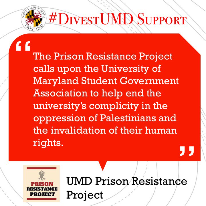 UMD_SJP's tweet photo. Shoutout to the Prison Resistance Project for endorsing our #DivestUMD Bill!! @prpumd https://t.co/b7Z23sYYWn