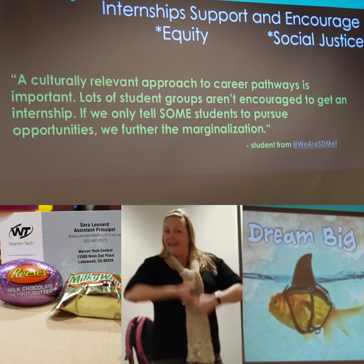 CteJeffco's tweet photo. Sara Leonard was amazing presenting on internships. Great job! Thanks for your passion and leadership! #ACTERegionV #JeffcoCTE # CTEworks https://t.co/TBa2loMkM9