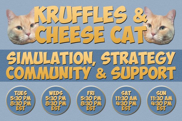 KruffNStuff's tweet image. Hey there! I'm Kruffles and I've got an awesome feline friend named Cheese Cat.

I'm mostly here to chat with people, but I also play Simulation and Strategy games, focusing on Interactivity with chat!

I'd love to meet you!
🥳twitch.tv/kruffles🥳

#ACCreate #ContentCreator
