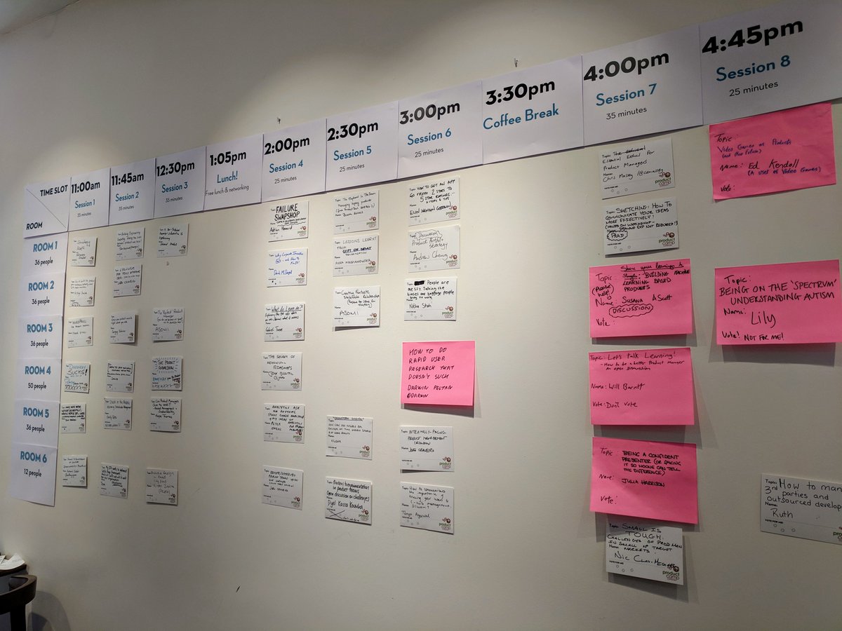 mags_pd's tweet photo. Fun day at @PCampLDN, discussing all things product with fellow PdMs (and writing on tons of stickies, obvs). The most controversial topic of the day? What are the characteristics of a "perfect" product manager (hint: it depends) . #PCampLDN https://t.co/IERVcSuLP4