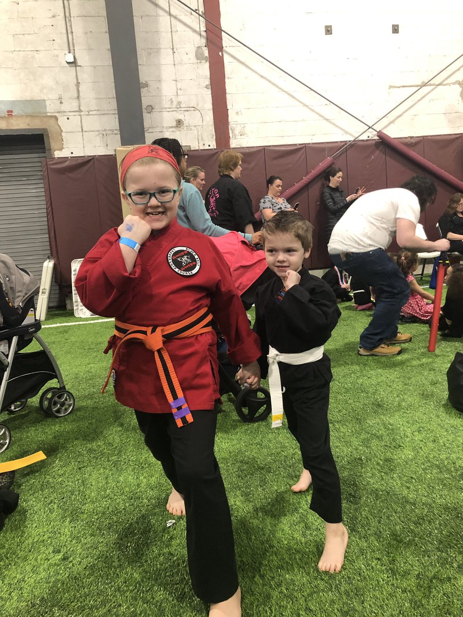 ZTunnell80's tweet photo. So proud of these two! Their second Karate Tournament and they did awesome! Johnny placed 1st and 2nd in his class! Maeve placed 3rd in her class! #proudpapa #actionkarate https://t.co/8bIN3iIhsj