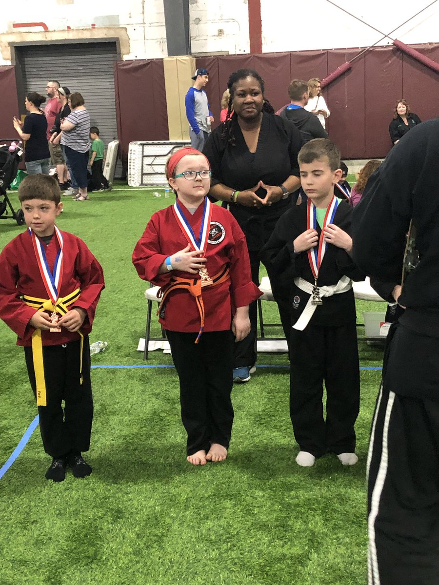 ZTunnell80's tweet photo. So proud of these two! Their second Karate Tournament and they did awesome! Johnny placed 1st and 2nd in his class! Maeve placed 3rd in her class! #proudpapa #actionkarate https://t.co/8bIN3iIhsj
