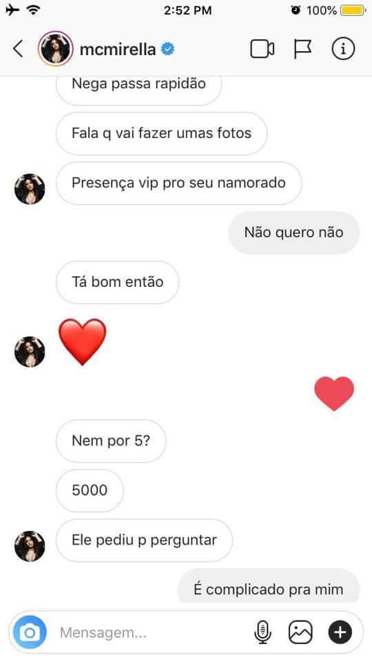 poptime's tweet photo. BOMBA: Menor de idade acusa MC Mirella de tentar atraí-la para prostituição e mostra prints da conversa. MC Mirella ainda não se posicionou sobre o assunto. https://t.co/wf5uLuTx4g