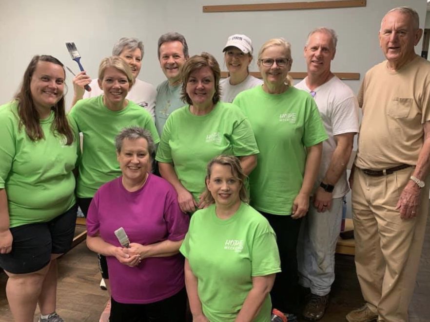 GreerRelief's tweet photo. So #thankful to be part of #HopeWeek2019 @fairviewgreer! 
Shout out to project leader Andrew Padula who led the sustainable garden volunteers &amp; the painting project leaders who patched the walls earlier this week. Y’all know how to do a project right. 
#EveryNeighborMatters https://t.co/CQ94sXHewK