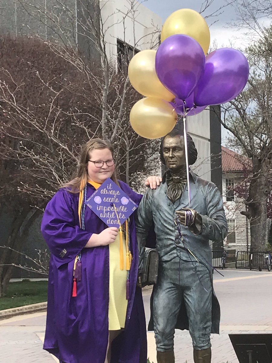 Pictures with James Madison.  Bachelor’s done. One more year for Master’s