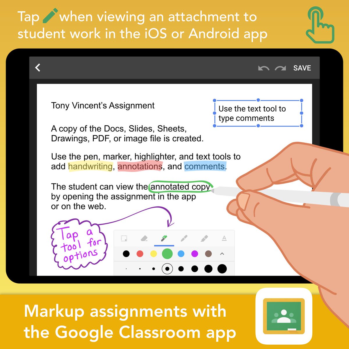 AoniaEdu's tweet photo. ΒΏSabΓas que en #GoogleClassroomApp puedes corregir y anotar dentro de los trabajos de tu alumnado? π©π»βπ«π¨π»βπ #AoniaTips https://t.co/lWI7899wEE