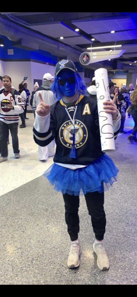 we got the 2 wins on the road time to put the nail on there coffin. Thanks <a href="/StLouisBlues/">St. Louis Blues</a> and <a href="/vt9191/">Vladimir Tarasenko</a> for giving me the stick for some playoff luck #weallbleedblue