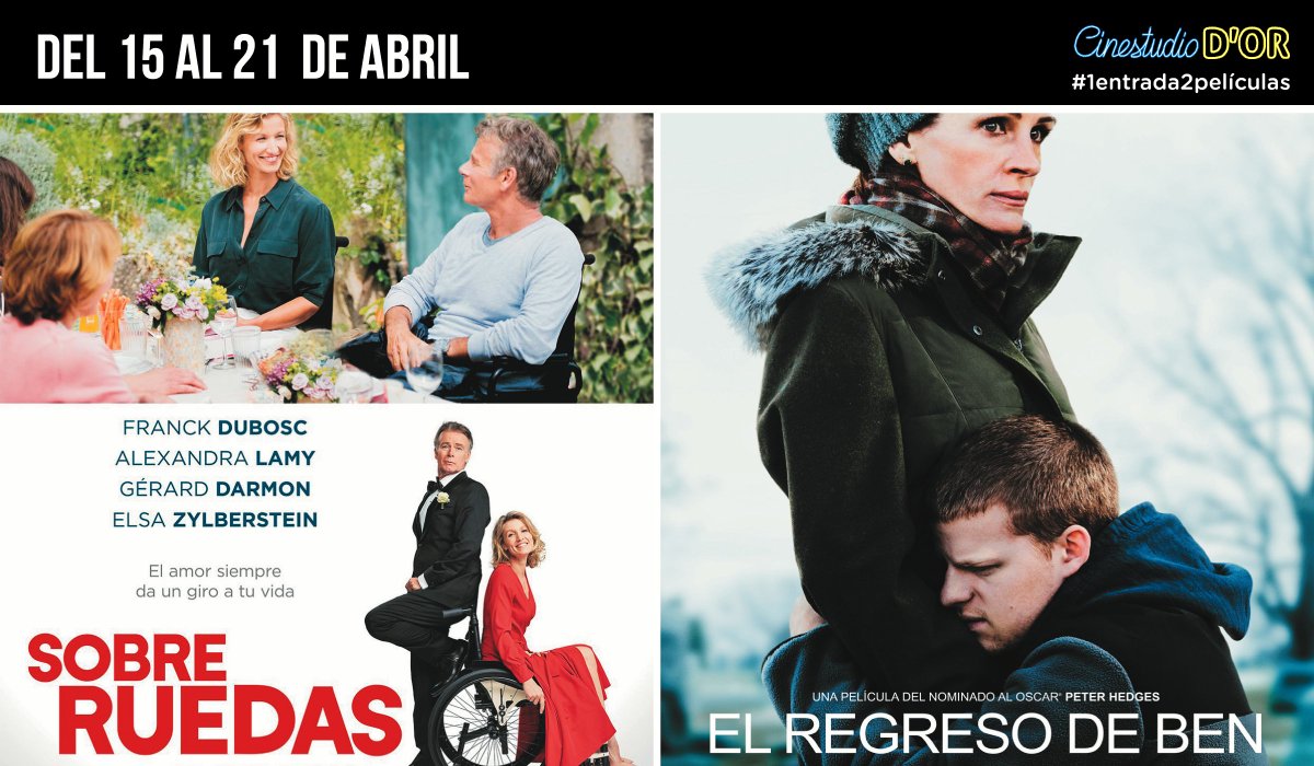 cinestudiodor's tweet photo. 17:00h. #SobreRuedas
18:55h. #ElRegresoDeBen
20:45h. #SobreRuedas 
22:40h. #ElRegresoDeBen

Entrada hoy miércoles:
🎫 3,5€ ( 3€ con dto. )
#1entrada2películas https://t.co/B2twl1nhZu