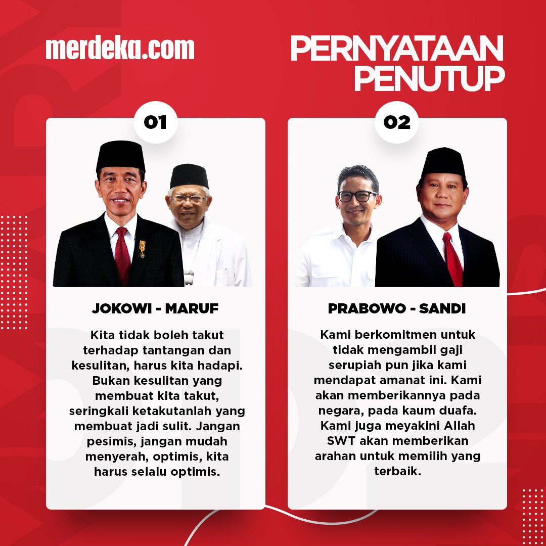 merdekadotcom's tweet photo. Debat pamungkas telah berakhir. Jadi, mantap mau pilih siapa tanggal 17 April nanti? Tentukan pilihanmu! #JanganGolput
#Pilpres2019 #DebatPilpres2019 #DebatPilpresMDK #MDKPolling https://t.co/73SBjx0iZ9