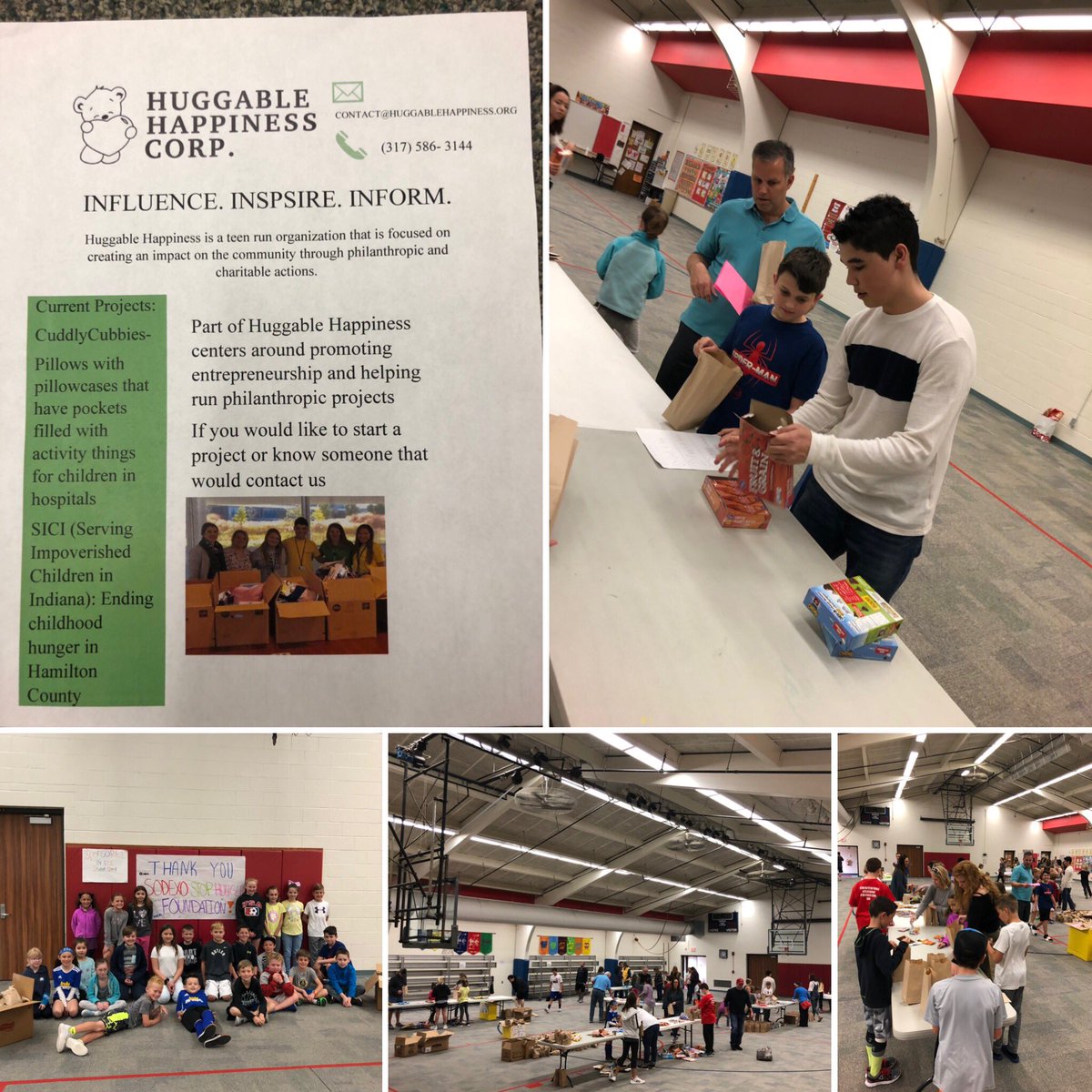It’s Global Youth Service Day! The <a href="/FCEhse/">Fall Creek Ele.</a> Student Council partnered with <a href="/FishersHS/">Fishers High School</a> Junior Luke Gillian &amp; his nonprofit organization, Huggable Happiness. We packed 900 snack bags for children in Hamilton County. #GivingBack #FCEfish #GYSD19 <a href="/HSESchools/">Hamilton Southeastern Schools</a> <a href="/huggablehappy/">Huggable Happiness</a> <a href="/FishersIN/">FishersIN</a>