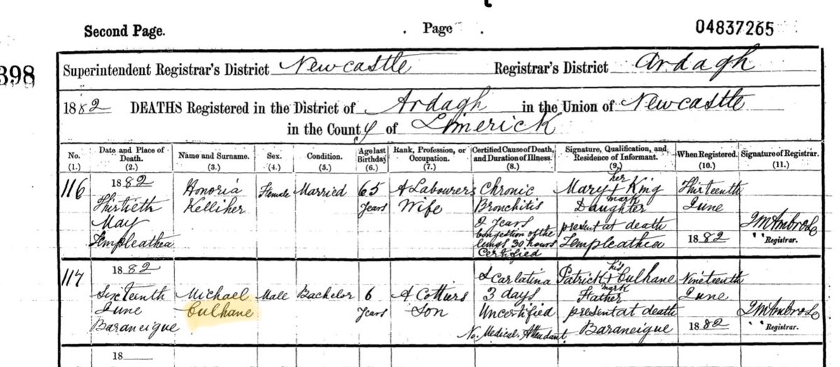 A ghost in Bauraneag, Carrigkerry #WestLimerick! Michael Culhane (1875-1882) son of Patrick Culhane &amp; Peg Hayes (of #Knockbweeheen), died aged 6 of scarlatina. Appeared after death to father Patsy, as recounted by Michael Connolly in the 1930s. duchas.ie/en/cbes/492193…