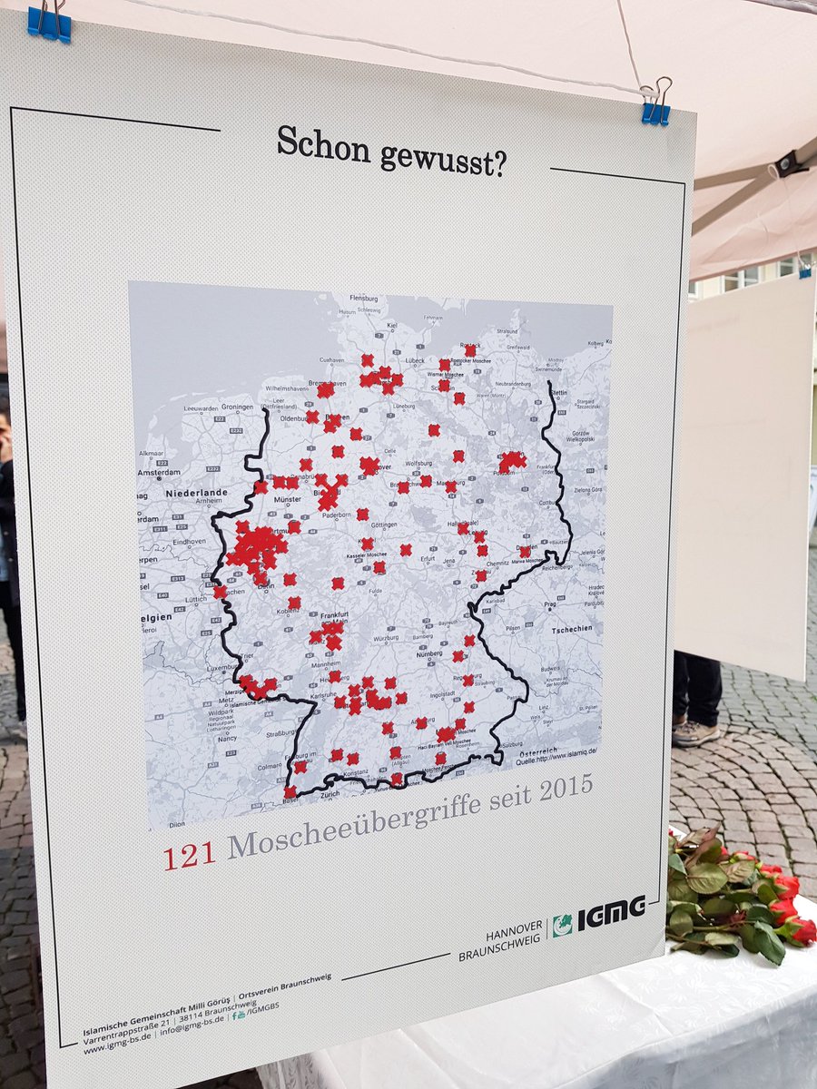 igmgbskt's tweet photo. Gestatten, Muslim.

Heute haben wir in Braunschweiger Stadtmitte die Möglichkeit gehabt Kontakte zu knüpfen, der Fragen und Anregungen über Muslime entgegen zu kommen. 
Europaweit wurde diese Straßenaktion in den meisten IGMG Ortsvereinen veranstaltet. 

#igmg #gestattenmuslim https://t.co/aKY0wOHwAd
