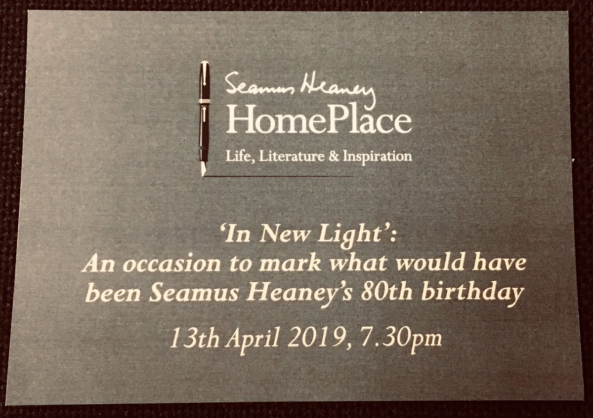 dohertyeoghan's tweet photo. ‘If you have the words, there’s always a chance that you’ll find the way.’

Seamus Heaney was born 80 years ago today.

Privileged to be performing as part of his birthday celebrations in @SHHomePlace alongside @CodettaDerry, Bríd Brennan, @nmcello and that Adrian Dunbar fella https://t.co/4iWz7n0GTa