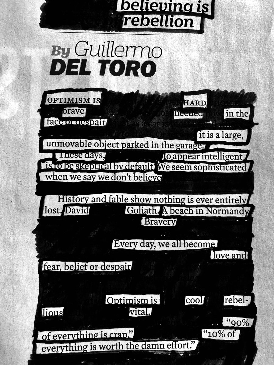 The sun’s shining and it’s a great week for #blackoutpoetry y’all. Looking forward to seeing what the kids can come up with. My marker skills could use some work, but otherwise a good start! #poetrymonth