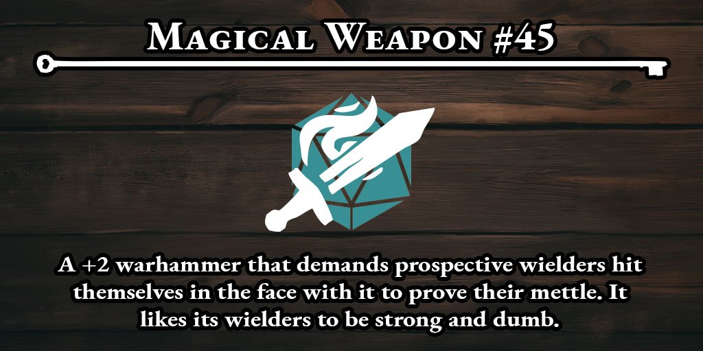 QuestChests's tweet photo. I swear to the gods if it tells me I nailed it after this… 

What’s Next: Is this a necessary part of its attunement, or is this just this warhammer’s personal preference? What were previous wielders like? Where can it be found now?

#DnD #DnD5E https://t.co/wd3wD9lOjk