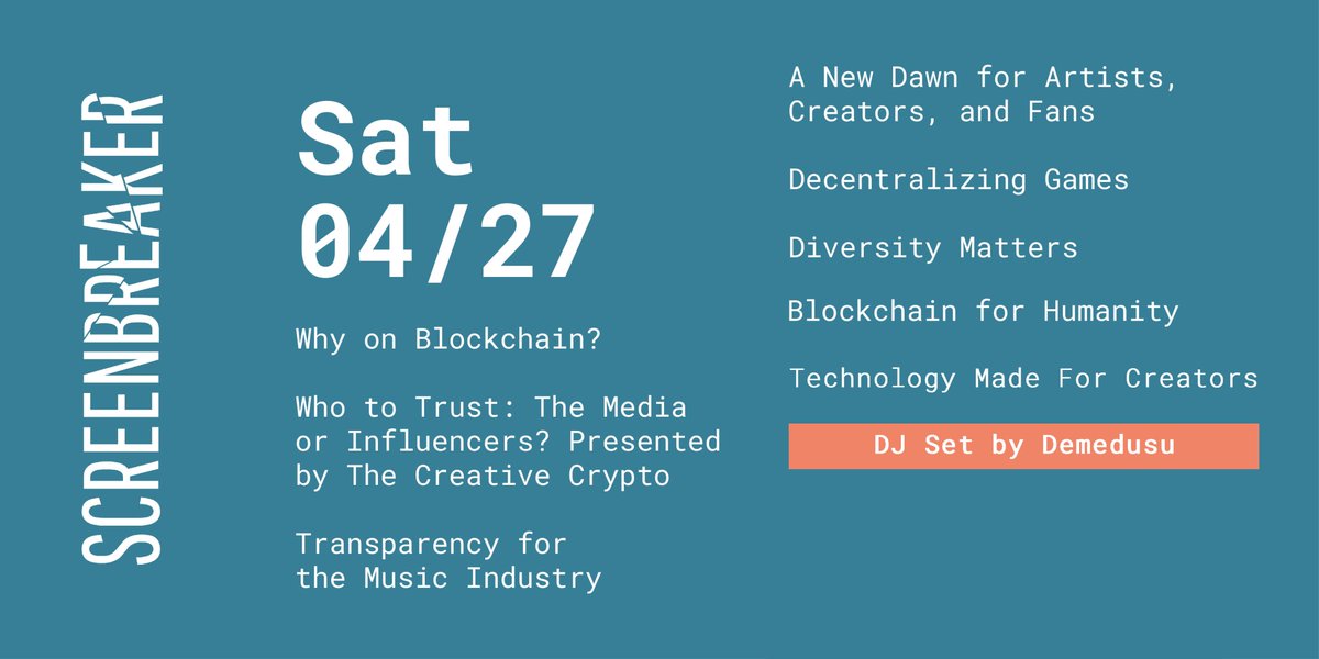 #SaturdayMotivation w #HUGE news for you! #ScreenbreakerNY program is now #LIVE 💥 We'll be🗣️ about the #future of our #jobs, innovation in the #arts, #blockchain &amp; regulations, the ideas of transparency for the entertainment industry &amp; much more 🎟️ Now: bit.ly/SBNYTickets